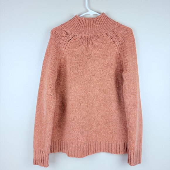 Garnet Hill Wool & Alpaca Blend Chunky Knit Mock Neck Sweater - Size L - Picture 3 of 9